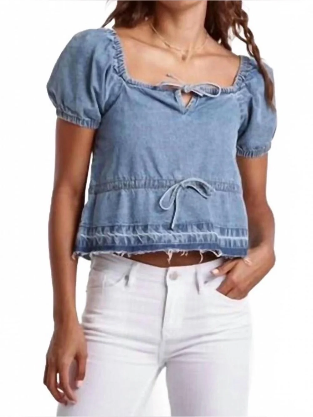 Dear John Mia Denim Crop Top | Size Small | Shierro | NWT - Picture 4 of 7